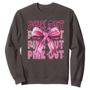 Football Pink Out Breast Cancer Awareness Sweatshirt Coquette Football TS10 Dark Chocolate Print Your Wear