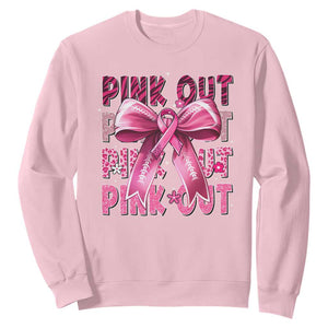 Football Pink Out Breast Cancer Awareness Sweatshirt Coquette Football TS10 Light Pink Print Your Wear