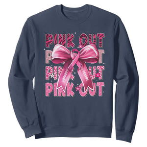 Football Pink Out Breast Cancer Awareness Sweatshirt Coquette Football TS10 Navy Print Your Wear