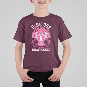 Tackle Football Breast Cancer Awareness T Shirt For Kid Pink Out Ribbon TS10 Maroon Print Your Wear