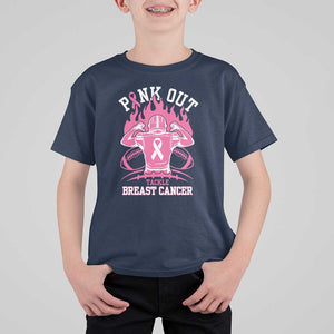 Tackle Football Breast Cancer Awareness T Shirt For Kid Pink Out Ribbon TS10 Navy Print Your Wear