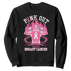 Tackle Football Breast Cancer Awareness Sweatshirt Pink Out Ribbon TS10 Black Print Your Wear