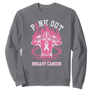 Tackle Football Breast Cancer Awareness Sweatshirt Pink Out Ribbon TS10 Charcoal Print Your Wear