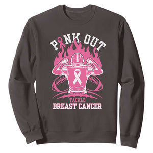 Tackle Football Breast Cancer Awareness Sweatshirt Pink Out Ribbon TS10 Dark Chocolate Print Your Wear