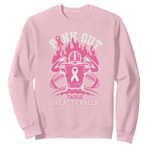 Tackle Football Breast Cancer Awareness Sweatshirt Pink Out Ribbon TS10 Light Pink Print Your Wear