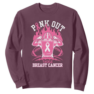 Tackle Football Breast Cancer Awareness Sweatshirt Pink Out Ribbon TS10 Maroon Print Your Wear