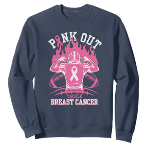 Tackle Football Breast Cancer Awareness Sweatshirt Pink Out Ribbon TS10 Navy Print Your Wear