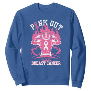 Tackle Football Breast Cancer Awareness Sweatshirt Pink Out Ribbon TS10 Royal Blue Print Your Wear