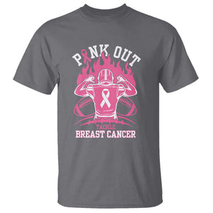 Tackle Football Breast Cancer Awareness T Shirt Pink Out Ribbon TS10 Charcoal Print Your Wear