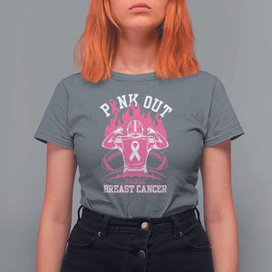 Tackle Football Breast Cancer Awareness T Shirt For Women Pink Out Ribbon TS10 Charcoal Print Your Wear