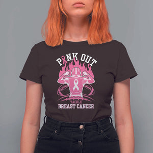 Tackle Football Breast Cancer Awareness T Shirt For Women Pink Out Ribbon TS10 Dark Chocolate Print Your Wear