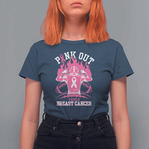 Tackle Football Breast Cancer Awareness T Shirt For Women Pink Out Ribbon TS10 Navy Print Your Wear