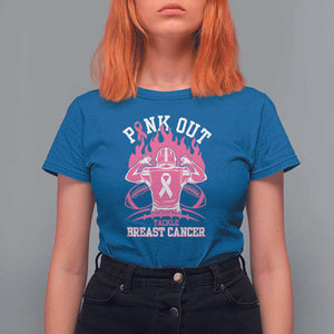 Tackle Football Breast Cancer Awareness T Shirt For Women Pink Out Ribbon TS10 Royal Blue Print Your Wear