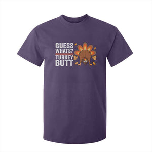 Funny Thanksgiving T Shirt For Kid Guess What Turkey Butt Retro TS10 Purple Print Your Wear