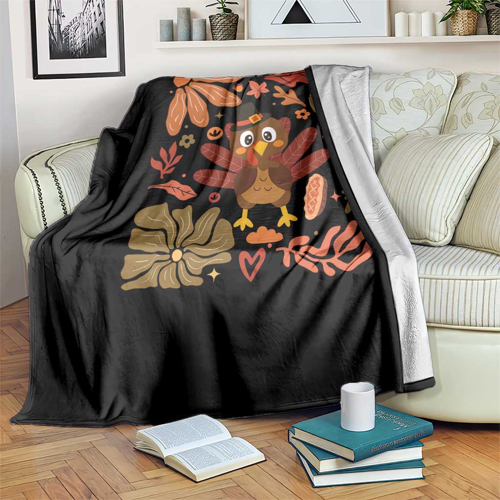 Thanksgiving Turkey Throw Blanket Retro Boho Floral Fall TS10 Print Your Wear
