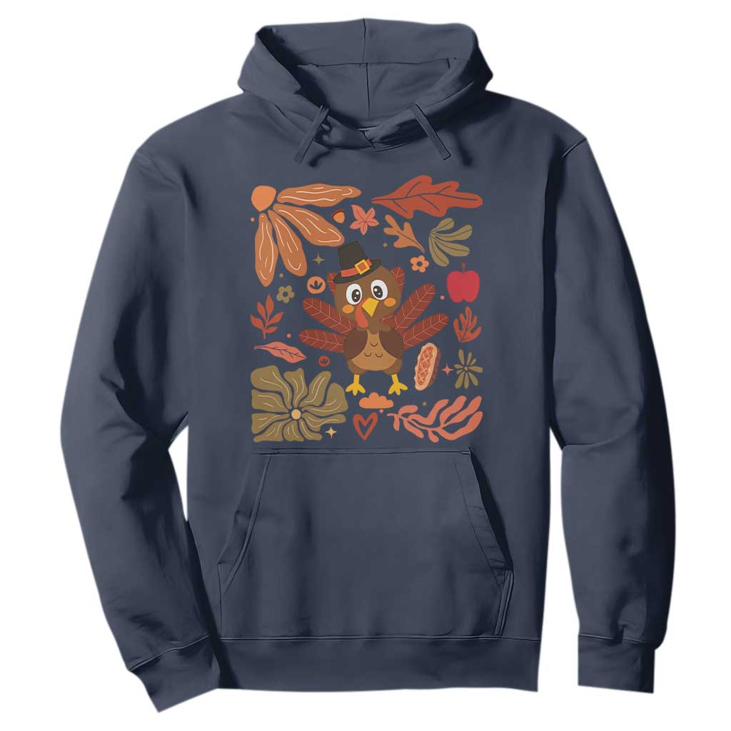 Thanksgiving Turkey Hoodie Retro Boho Floral Fall TS10 Navy Print Your Wear