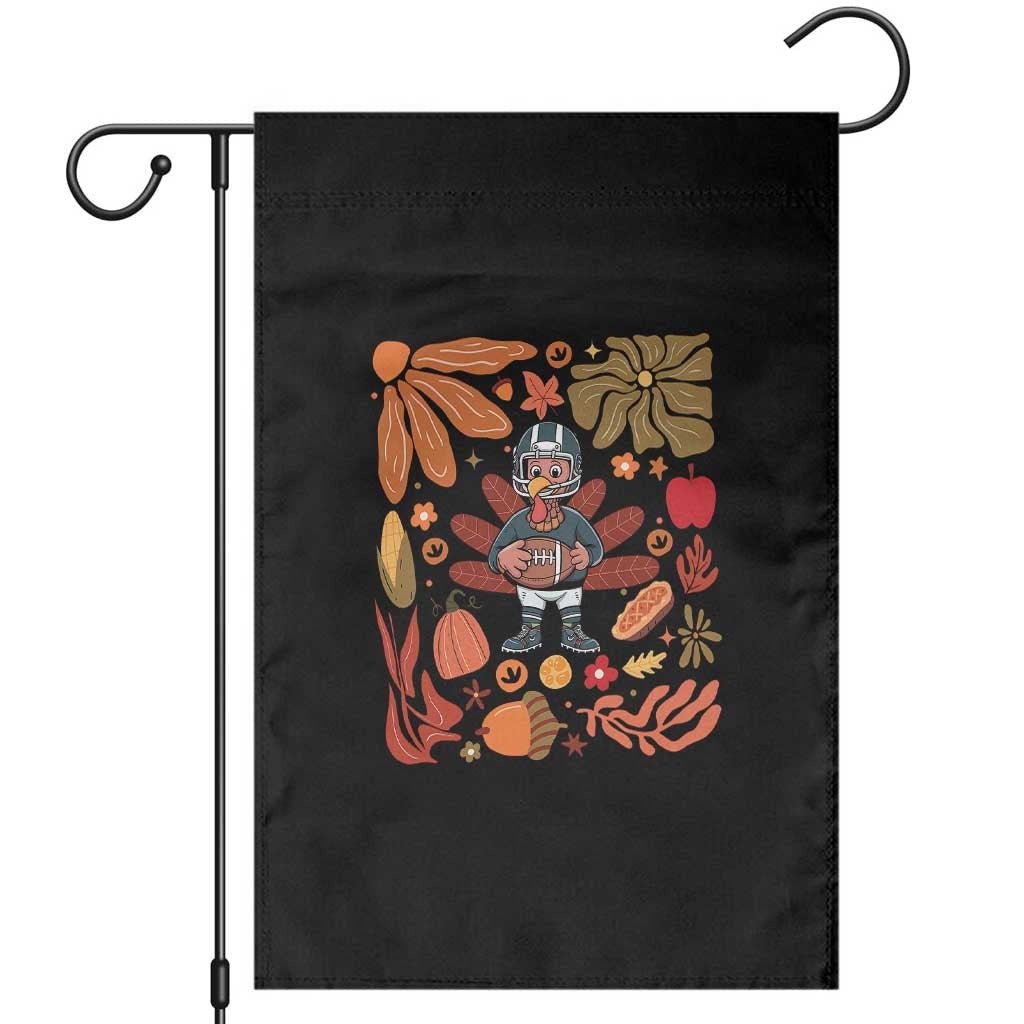 Thanksgiving Turkey And Touchdowns Football Garden Flag Boho Floral Game Day Fall Vibes TS10 Black Print Your Wear