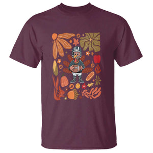 Thanksgiving Turkey And Touchdowns Football T Shirt Boho Floral Game Day Fall Vibes TS10 Maroon Print Your Wear