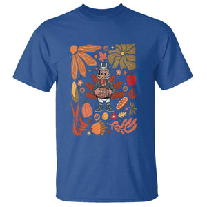 Thanksgiving Turkey And Touchdowns Football T Shirt Boho Floral Game Day Fall Vibes TS10 Royal Blue Print Your Wear