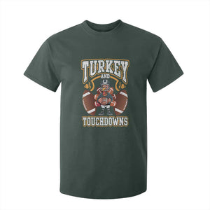 Thanksgiving Turkey And Touchdowns Football T Shirt For Kid Game Day TS10 Dark Forest Green Print Your Wear