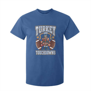 Thanksgiving Turkey And Touchdowns Football T Shirt For Kid Game Day TS10 Royal Blue Print Your Wear