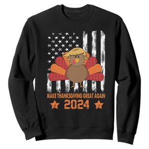 Funny Thanksgiving Trump 2024 Sweatshirt USA Make Thanksgivings Great Again Turkey Fall Autumn Season TS10 Black Print Your Wear