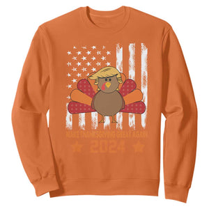 Funny Thanksgiving Trump 2024 Sweatshirt USA Make Thanksgivings Great Again Turkey Fall Autumn Season TS10 Orange Print Your Wear