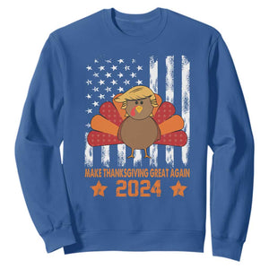 Funny Thanksgiving Trump 2024 Sweatshirt USA Make Thanksgivings Great Again Turkey Fall Autumn Season TS10 Royal Blue Print Your Wear