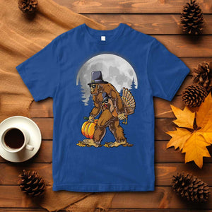 Bigfoot Pilgrim Turkey Pumpkin Thanksgiving Day T Shirt Sasquatch TS10 Royal Blue Print Your Wear