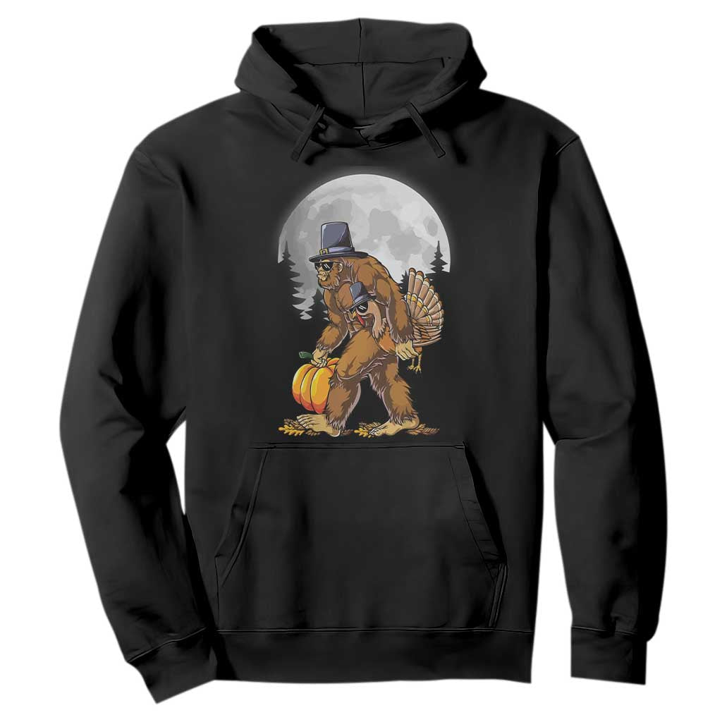 Bigfoot Pilgrim Turkey Pumpkin Thanksgiving Day Hoodie Sasquatch TS10 Black Print Your Wear
