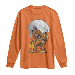 Bigfoot Pilgrim Turkey Pumpkin Thanksgiving Day Long Sleeve Shirt Sasquatch TS10 Orange Print Your Wear