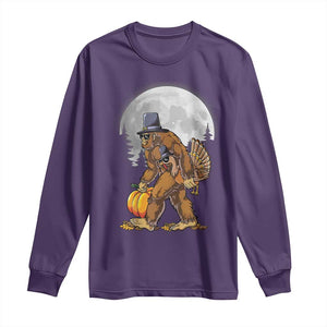 Bigfoot Pilgrim Turkey Pumpkin Thanksgiving Day Long Sleeve Shirt Sasquatch TS10 Purple Print Your Wear