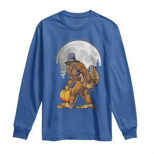 Bigfoot Pilgrim Turkey Pumpkin Thanksgiving Day Long Sleeve Shirt Sasquatch TS10 Royal Blue Print Your Wear