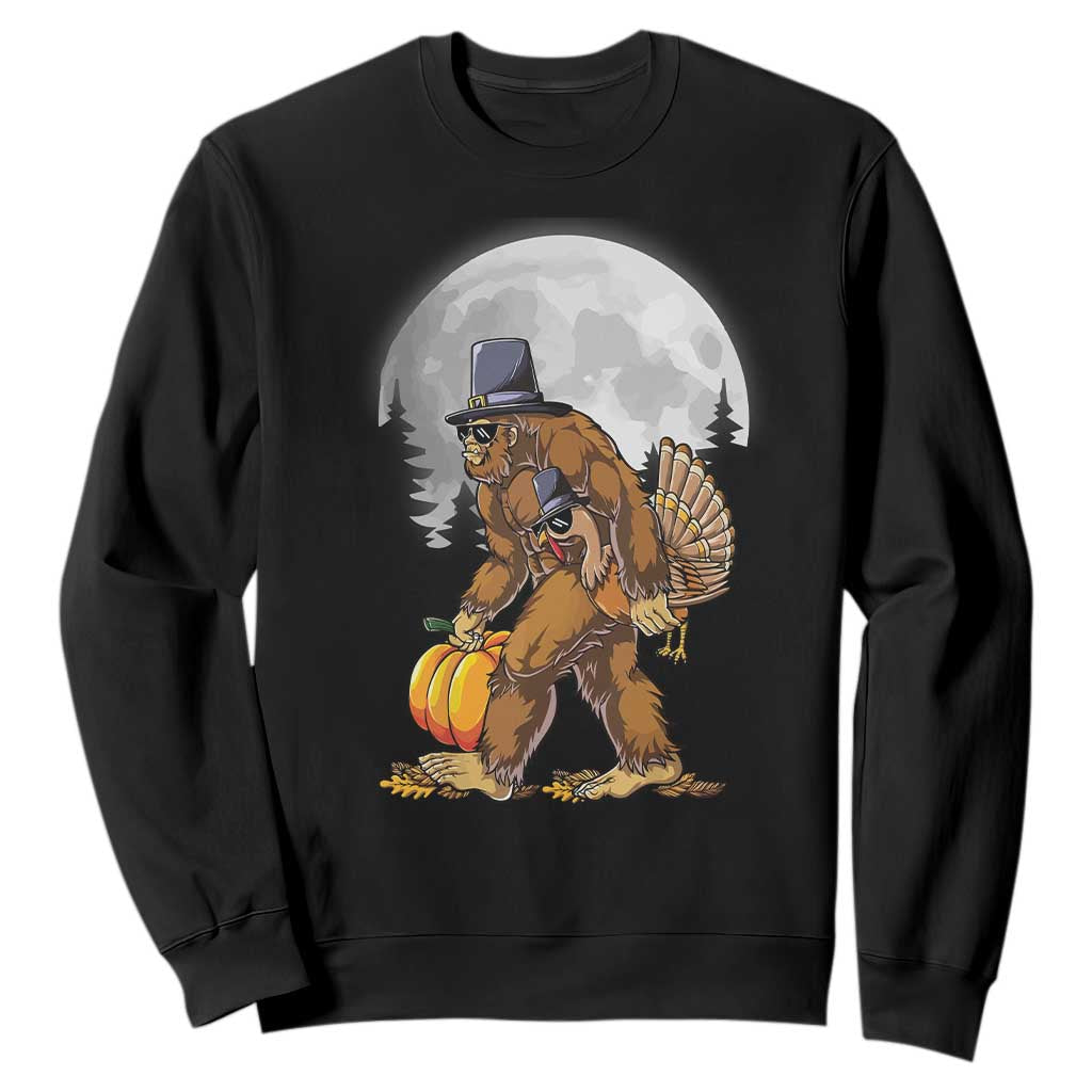 Bigfoot Pilgrim Turkey Pumpkin Thanksgiving Day Sweatshirt Sasquatch TS10 Black Print Your Wear