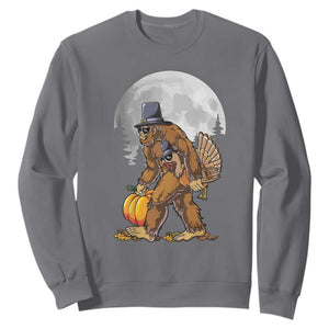 Bigfoot Pilgrim Turkey Pumpkin Thanksgiving Day Sweatshirt Sasquatch TS10 Charcoal Print Your Wear