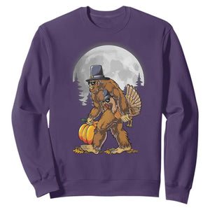 Bigfoot Pilgrim Turkey Pumpkin Thanksgiving Day Sweatshirt Sasquatch TS10 Purple Print Your Wear