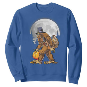 Bigfoot Pilgrim Turkey Pumpkin Thanksgiving Day Sweatshirt Sasquatch TS10 Royal Blue Print Your Wear