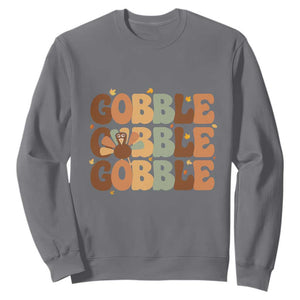 Thanksgiving Gobble Sweatshirt Fall Turkey Thankful Vibes TS10 Charcoal Print Your Wear