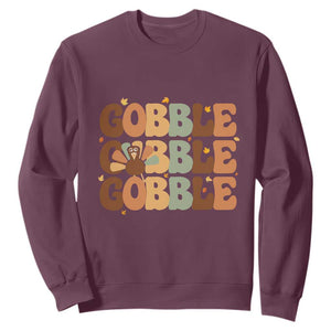 Thanksgiving Gobble Sweatshirt Fall Turkey Thankful Vibes TS10 Maroon Print Your Wear