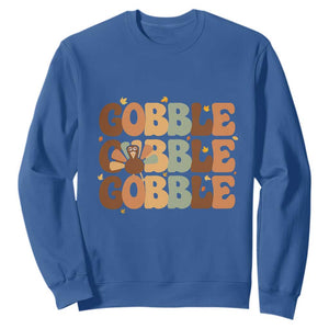 Thanksgiving Gobble Sweatshirt Fall Turkey Thankful Vibes TS10 Royal Blue Print Your Wear