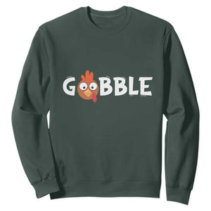 Funny Thanksgiving Turkey Sweatshirt Gobble Family Fall Autumn Season TS10 Dark Forest Green Print Your Wear