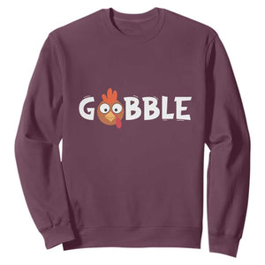 Funny Thanksgiving Turkey Sweatshirt Gobble Family Fall Autumn Season TS10 Maroon Print Your Wear