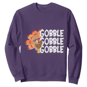 Thanksgiving Gobble Sweatshirt Turkey Day Thanksgiving Family TS10 Purple Print Your Wear