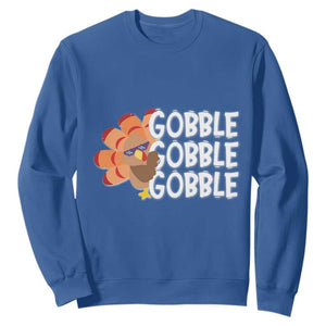 Thanksgiving Gobble Sweatshirt Turkey Day Thanksgiving Family TS10 Royal Blue Print Your Wear