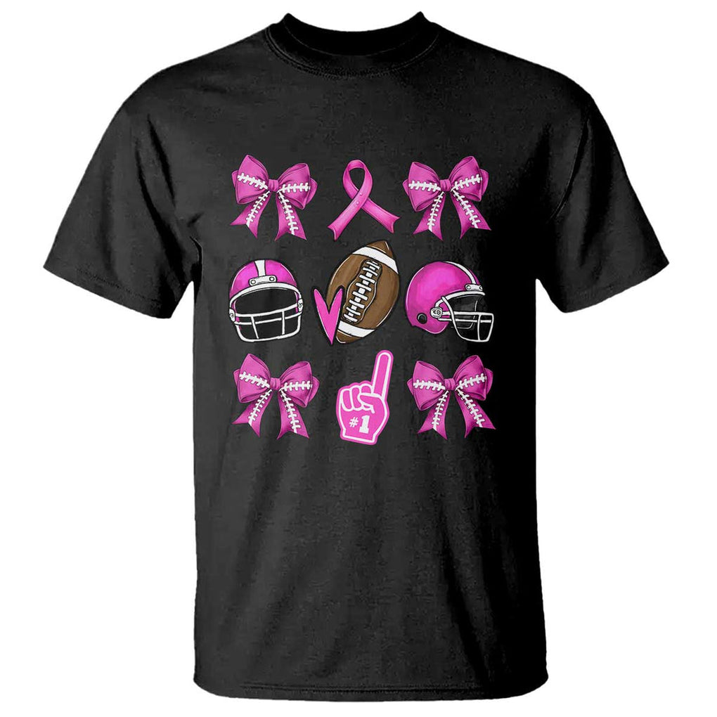 Football Breast Cancer Awareness T Shirt Football Coquette Bow Pink Ribbon Game Day TS10 Black Print Your Wear