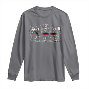 Skeleton Nurse Christmas Long Sleeve Shirt Ballerinas Ballet Dance Xmas Lights TS10 Charcoal Print Your Wear