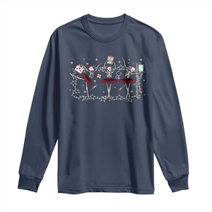 Skeleton Nurse Christmas Long Sleeve Shirt Ballerinas Ballet Dance Xmas Lights TS10 Navy Print Your Wear