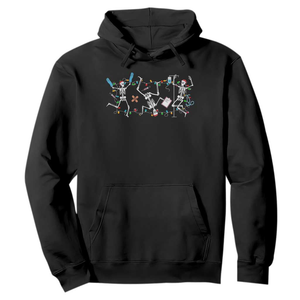 Skeleton Nurse Christmas Hoodie Funny Hip Hop Dancing Registered Nurse Xmas Lights TS10 Black Print Your Wear