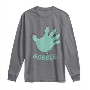 Thanksgiving Nurse Turkey Long Sleeve Shirt Turkey Glove Cute Thanksgiving Thankful Nurse Medical Assistant TS10 Charcoal Print Your Wear