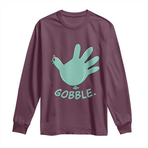 Thanksgiving Nurse Turkey Long Sleeve Shirt Turkey Glove Cute Thanksgiving Thankful Nurse Medical Assistant TS10 Maroon Print Your Wear